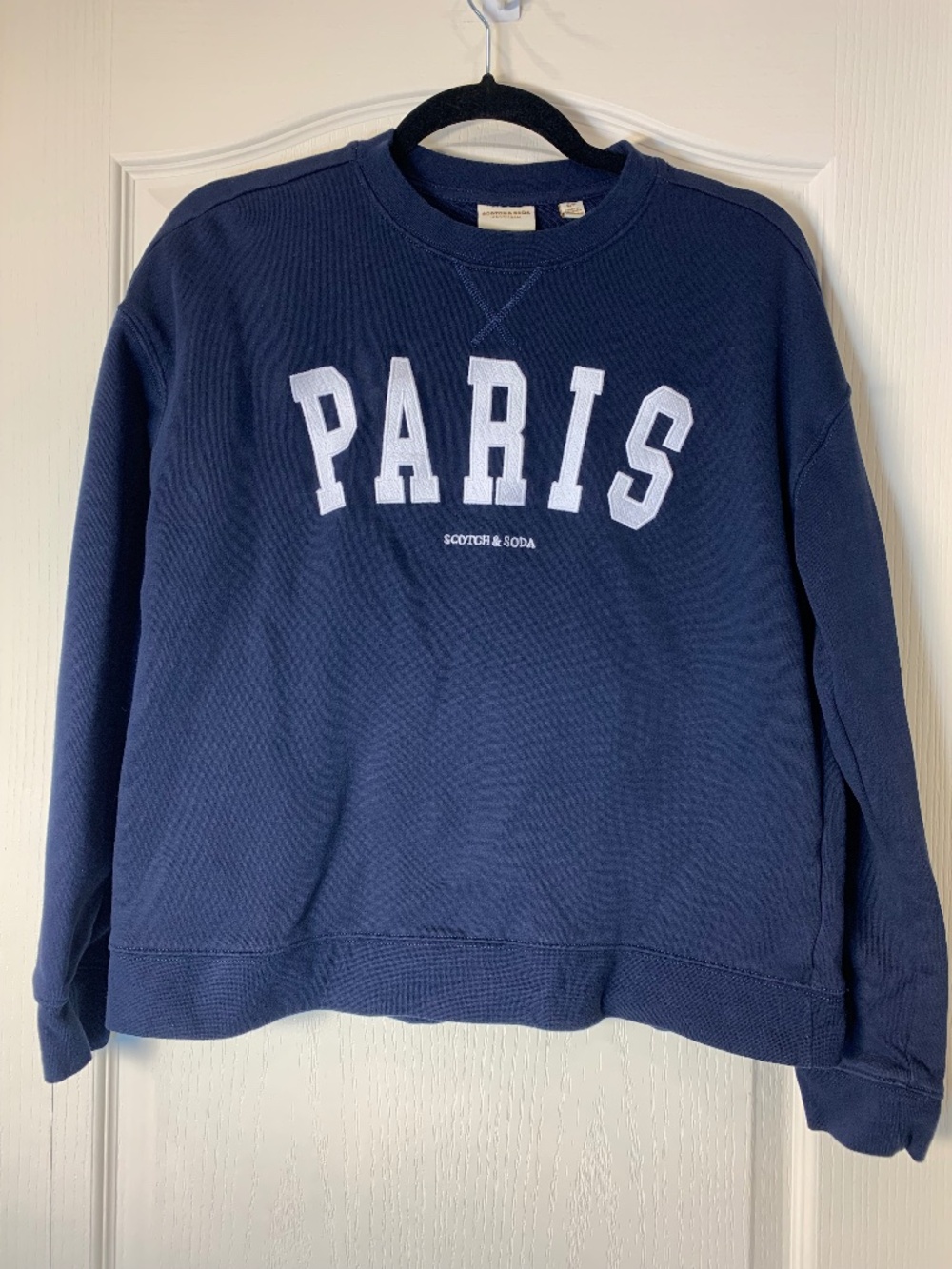 Scotch & Soda Paris Embroidered Navy Sweatshirt Women’s S Preppy Collegiate